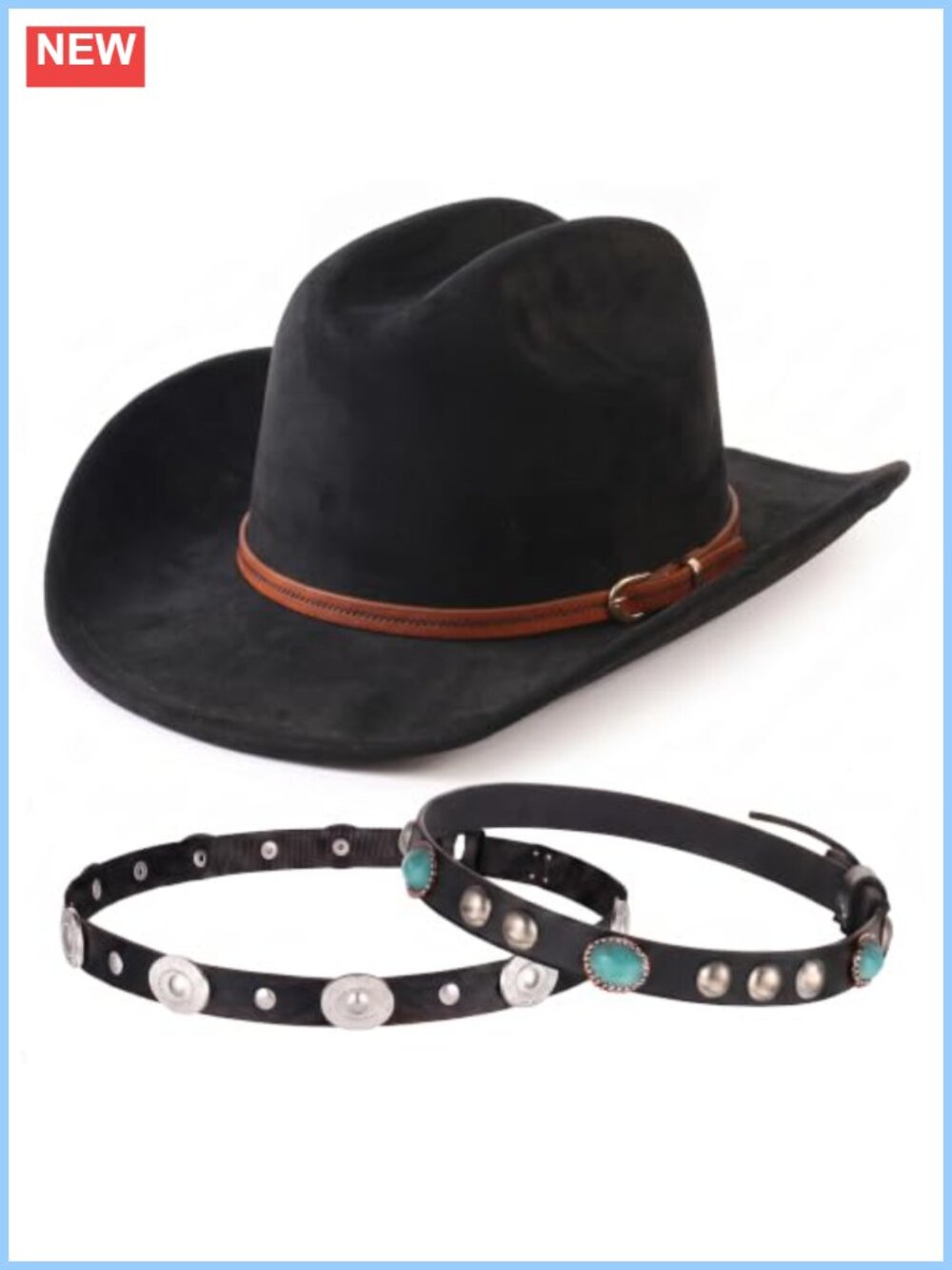 Faux Suede Cowboy Hat Cattleman Western One Size Interchangeable Bands